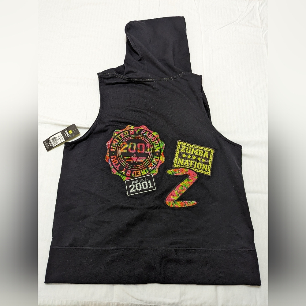 Zumba Zip Up Hoodie Vest Black Sz XL NWT